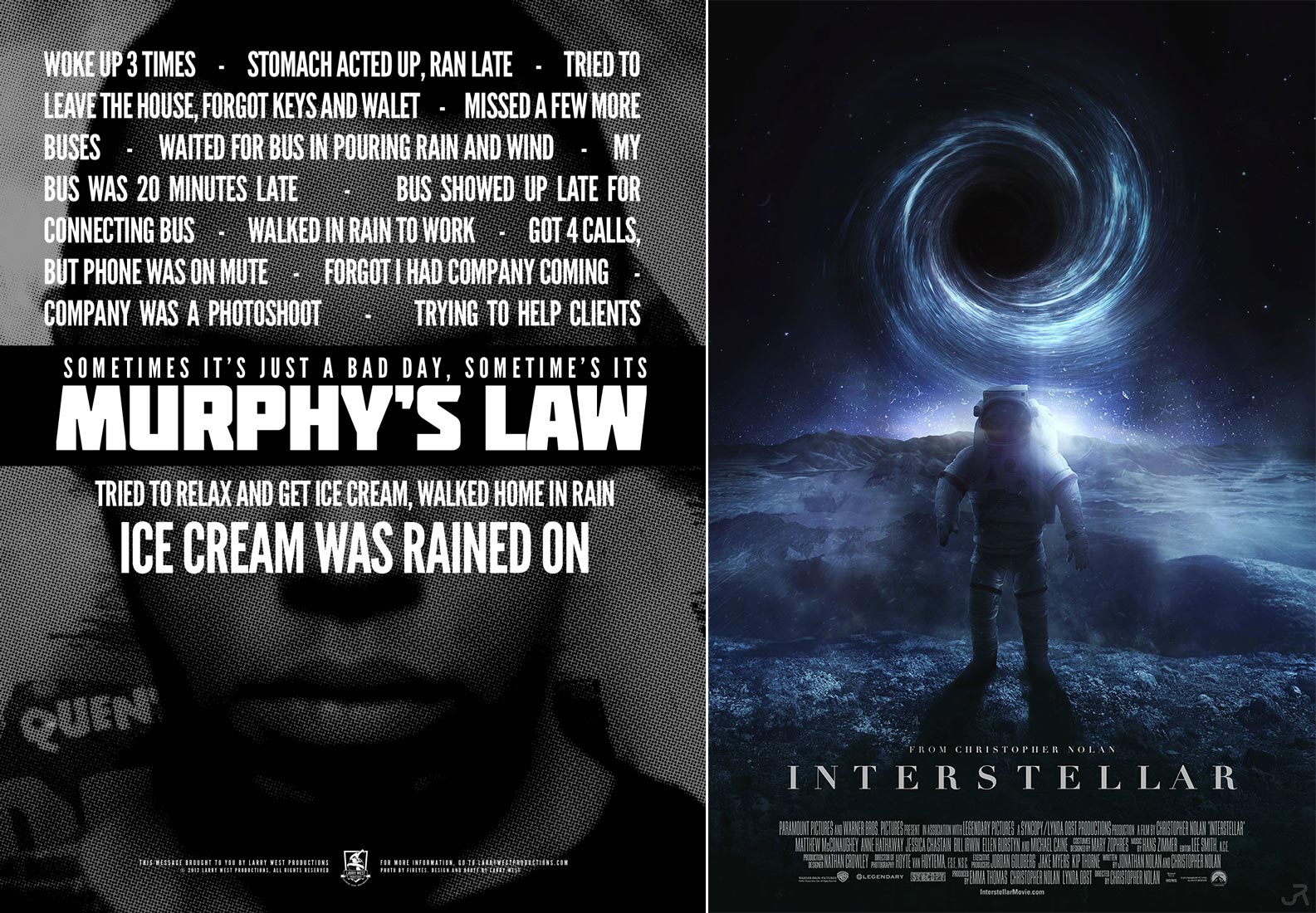 law)(左图)与电影《星际穿越(interstellar)》宣传海报(右图)
