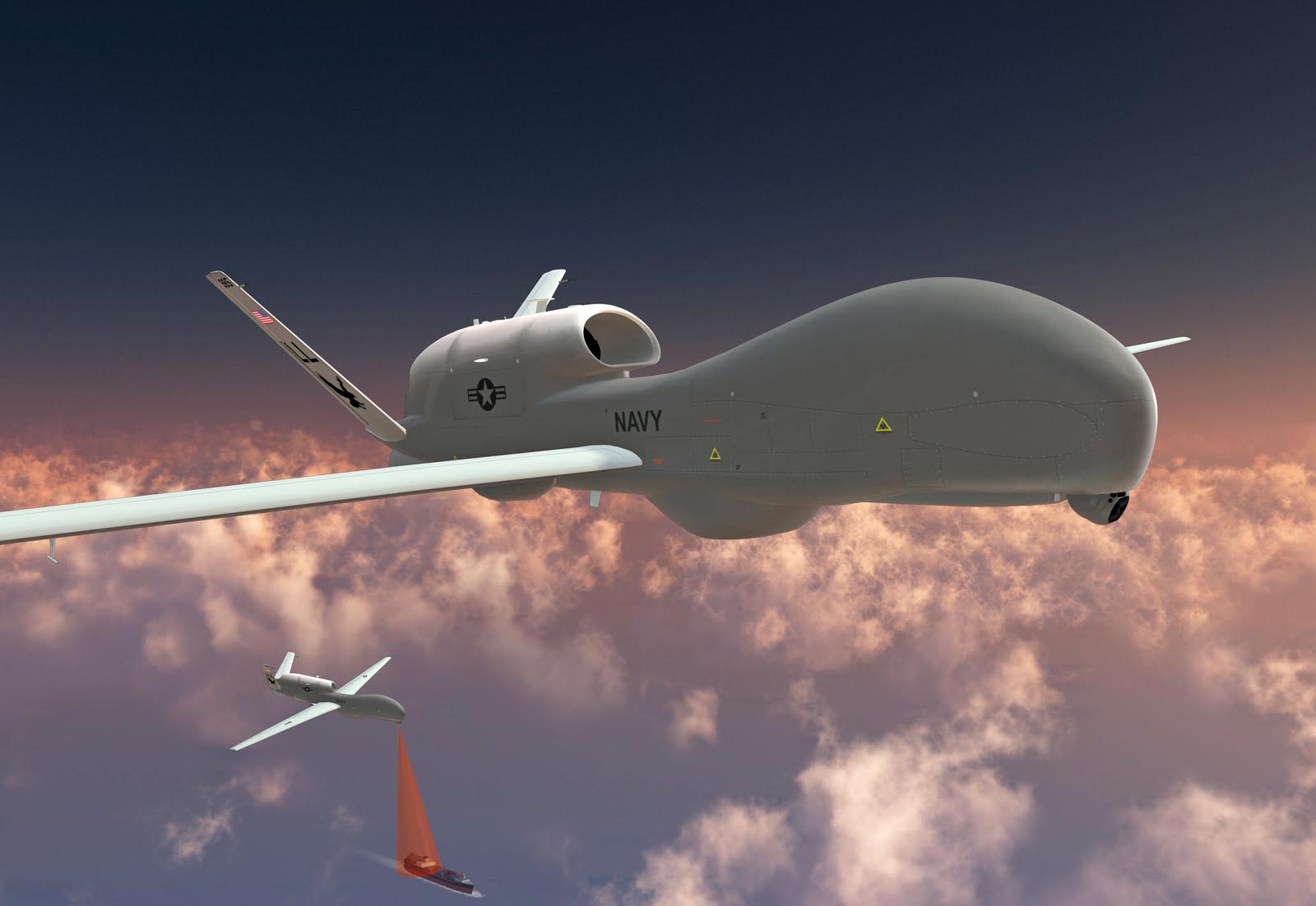 资料图:图为美国海军mq-4c"人鱼海神"(triton)无人机效果图.