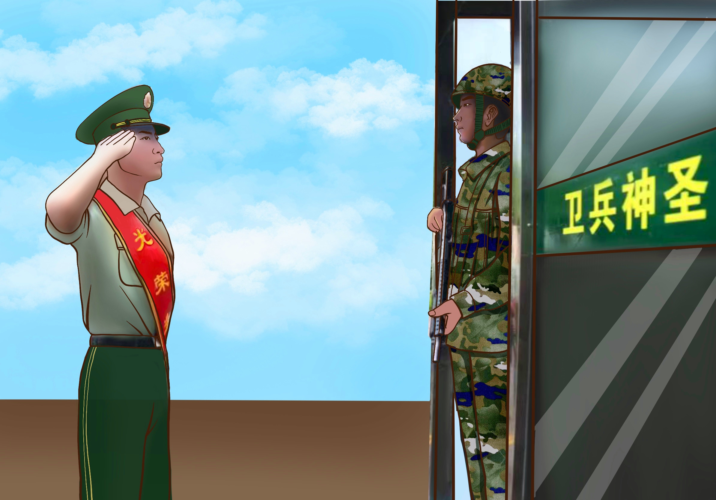 一组漫画送给老兵向军旅的美好时光再敬一个军礼