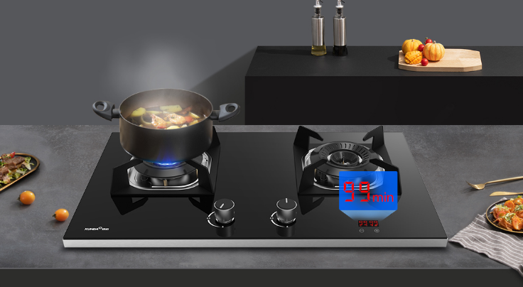作为一款智能厨电产品,迅达平板灶支持双边炉头99min定时控制,让你在