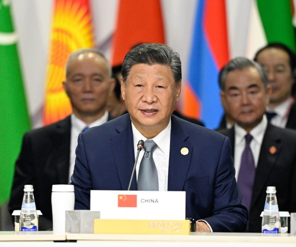 当地时间2024年10月24日，俄罗斯喀山，习近平主席出席&ldquo;金砖+&rdquo;领导人对话会并发表题为《汇聚&ldquo;全球南方&rdquo;磅礴力量 共同推动构建人类命运共同体》的重要讲话。