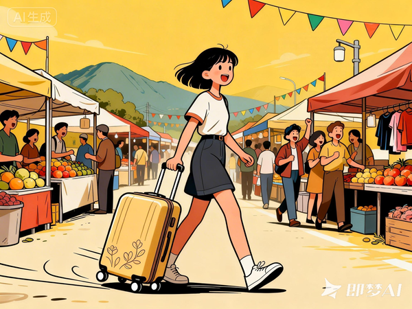 jimeng-2026-02-09-9629-请根据“拉着行李箱跨省赶大集”,生成一张漫画图片_副本.png