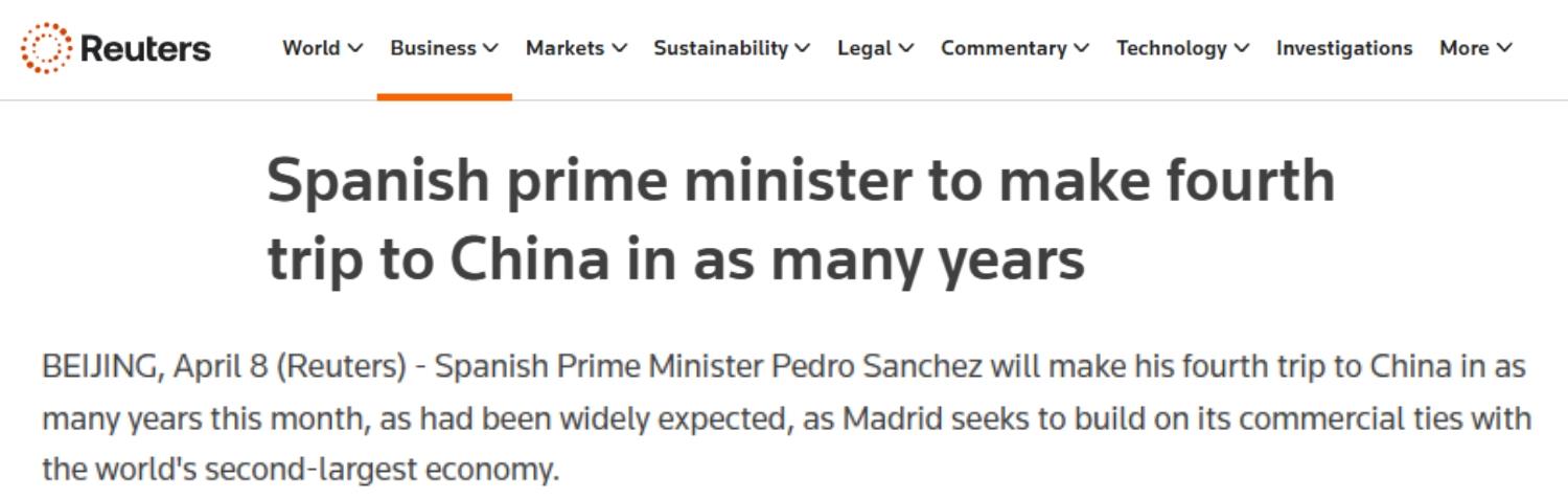 全球媒体聚焦 | 多国媒体关注西班牙首相访华：&ldquo;西班牙看到了与中国的&lsquo;机遇之窗&rsquo;&rdquo;_fororder_1