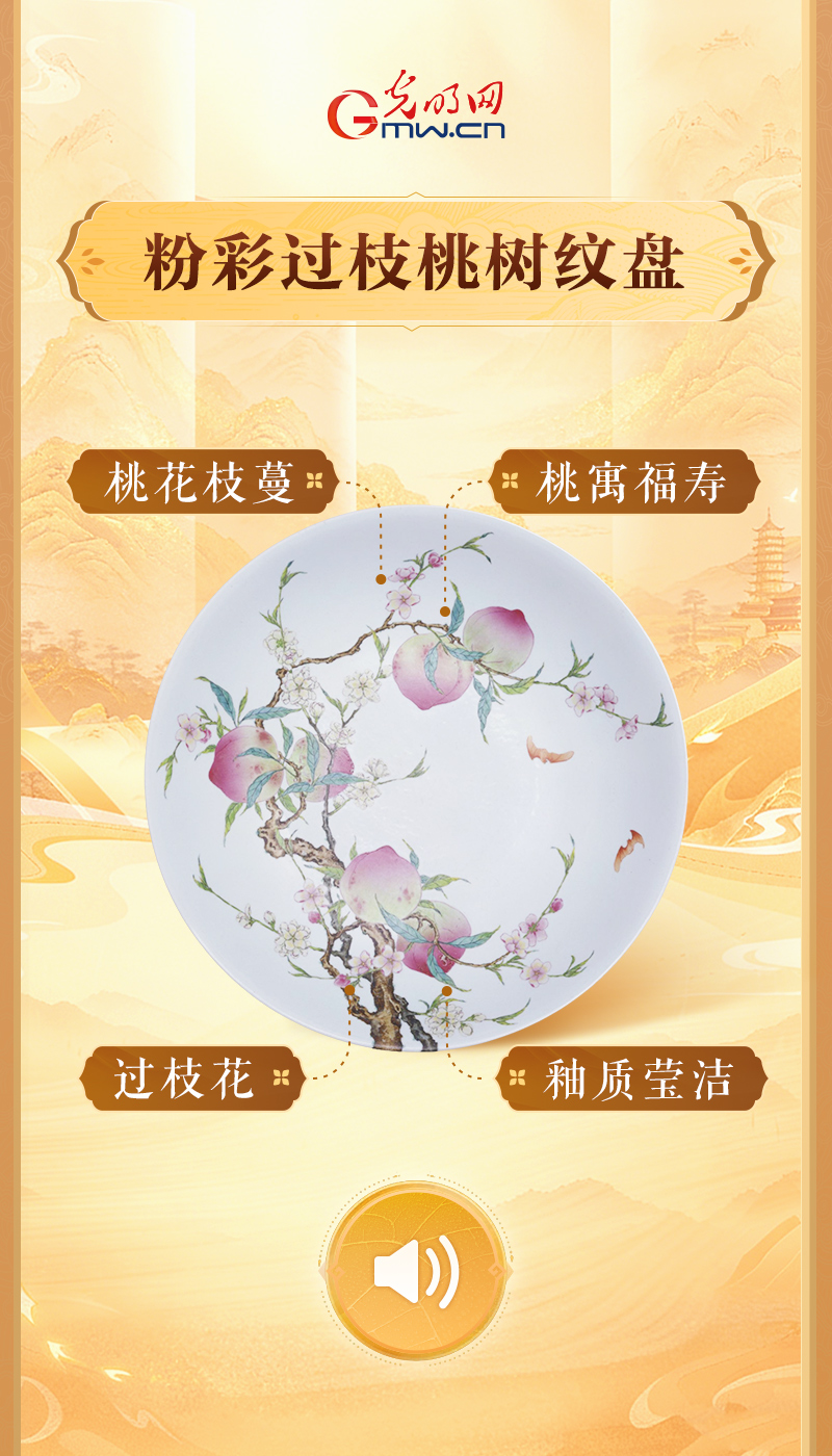 “文物会说话”有声海报|“china”何以“China”?瓷器亦是中国! 粉彩过枝桃树纹盘
