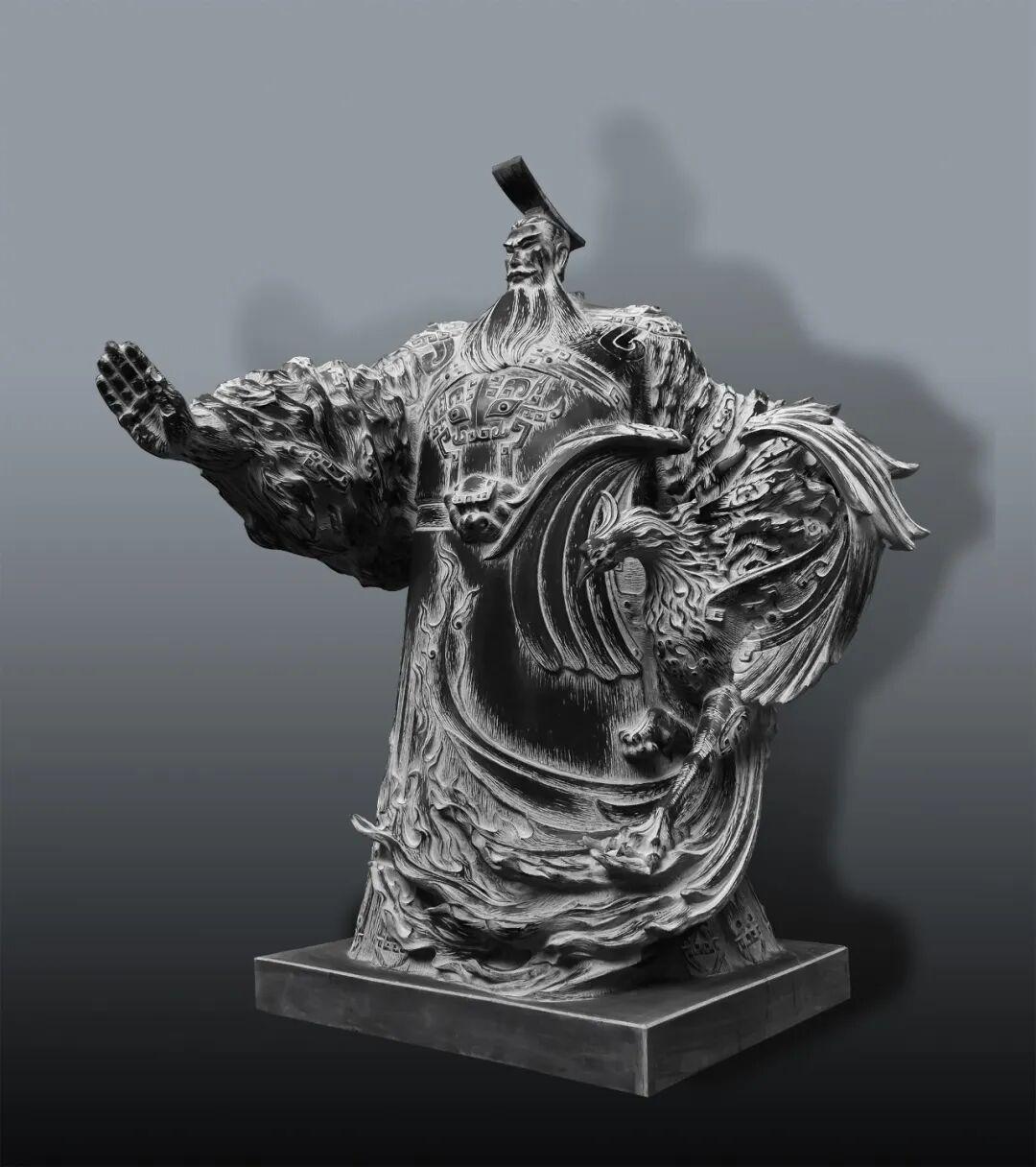 石雕:中华魂-少昊 (高英坡作品) 。中国美术馆供图